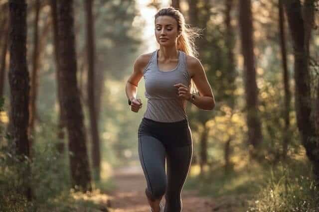 Frau joggt im Wald